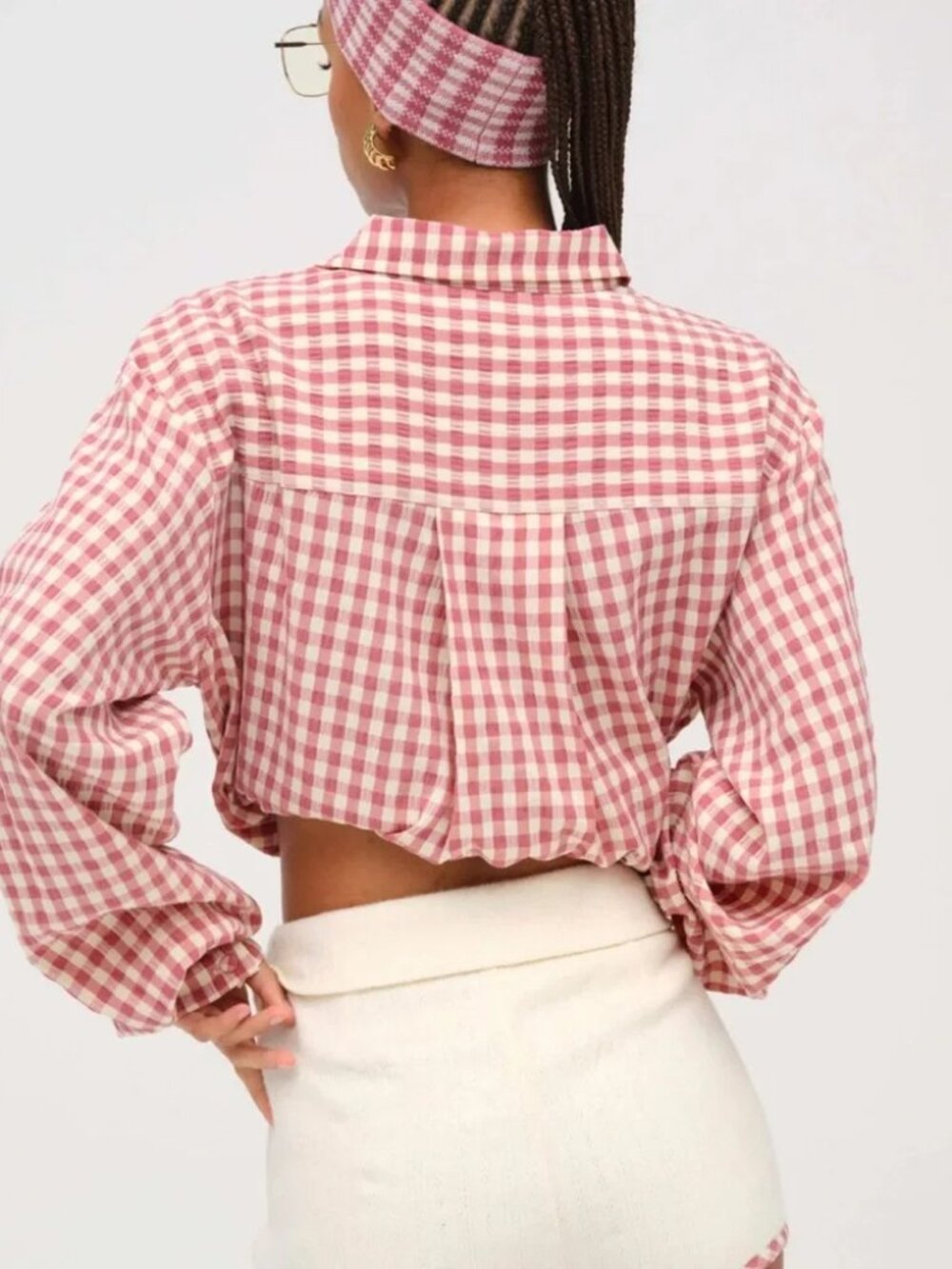 For Love & Lemons Mauve/Cream Checkered Bundle - Picture 4 of 13